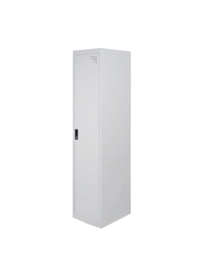 RIGID Single Door Steel Storage Locker with Shelves | Metal Cabinet for Home, School & Office | Secure Key Lock, Plastic Handles, Multi-Compartment Organizer, Grey (45D x 38W x 180H cm) Assembled - Image 4