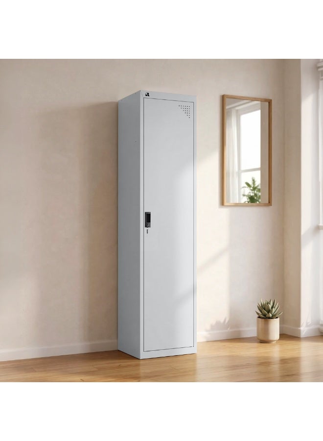 RIGID Single Door Steel Storage Locker with Shelves | Metal Cabinet for Home, School & Office | Secure Key Lock, Plastic Handles, Multi-Compartment Organizer, Grey (45D x 38W x 180H cm) Assembled - Image 5