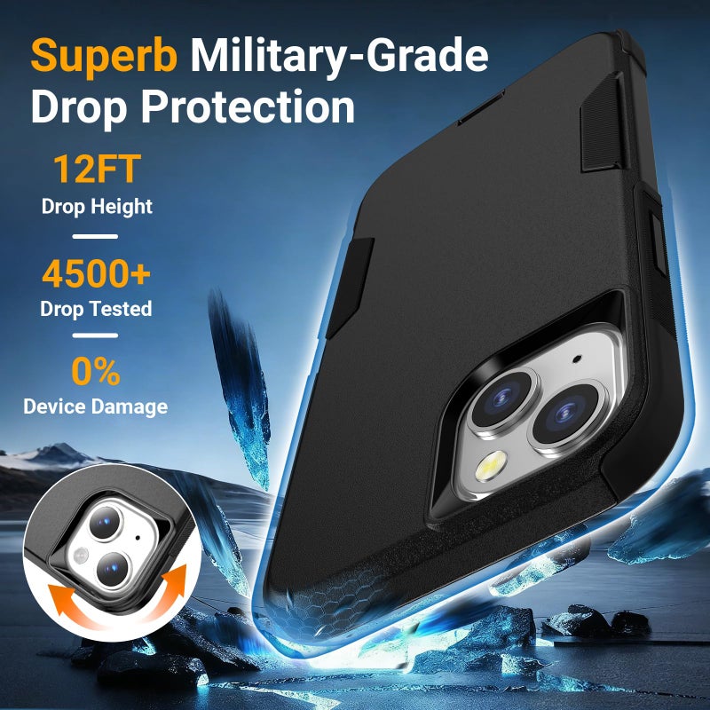 jaroco for iPhone 13 Case & iPhone 14 Case & iPhone 15 Case [Heavy Duty Protection][Compatible with MagSafe][Military Grade Drop Protection][Shockproof] with Non-Slip Removable Phone Cover 6.1''-Black - Image 5