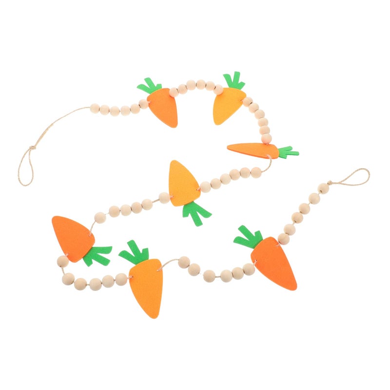 Easter Carrot Pendant Felt Bead Garland Home Decor Indoor Hanging Ornament For Holiday - Image 2