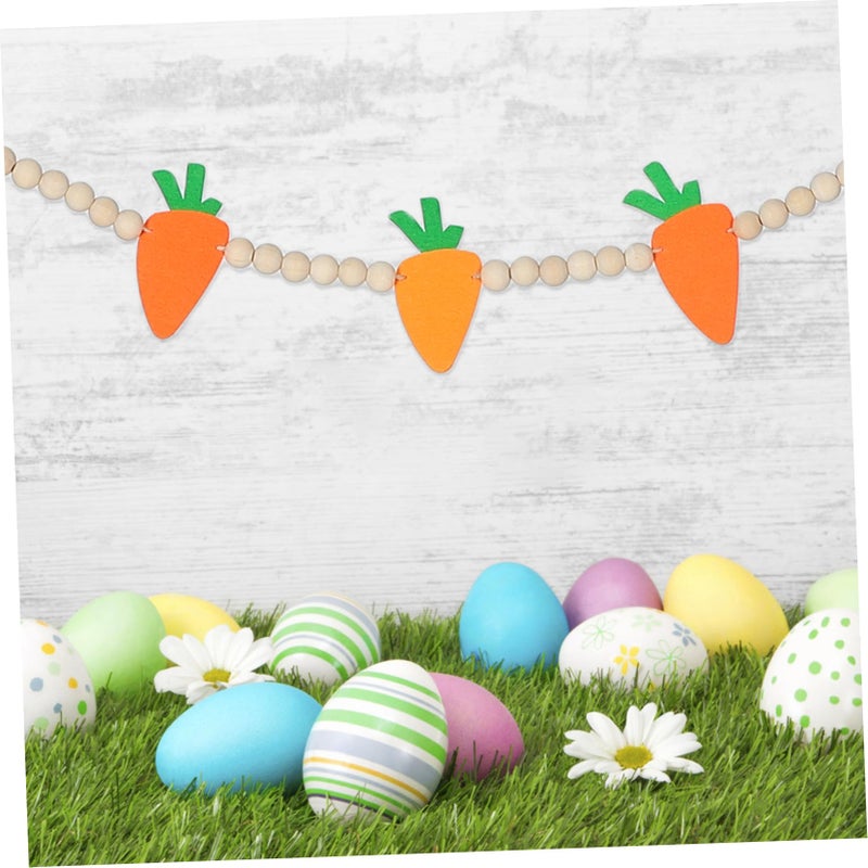 Easter Carrot Pendant Felt Bead Garland Home Decor Indoor Hanging Ornament For Holiday - Image 5