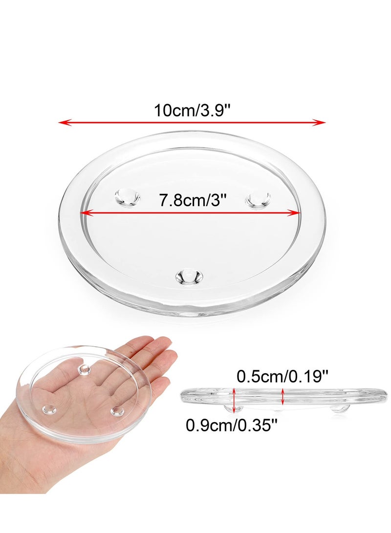 Excefore Glass Candle Tray, Round Clear Pillar Candle Holder, 3.9 Inch Pillar Candle Holders, Glass Coaster Small Round Plate Candle Plates, Modern Style Candle Centerpiece for Dining Table Wedding 5PCS - Image 2