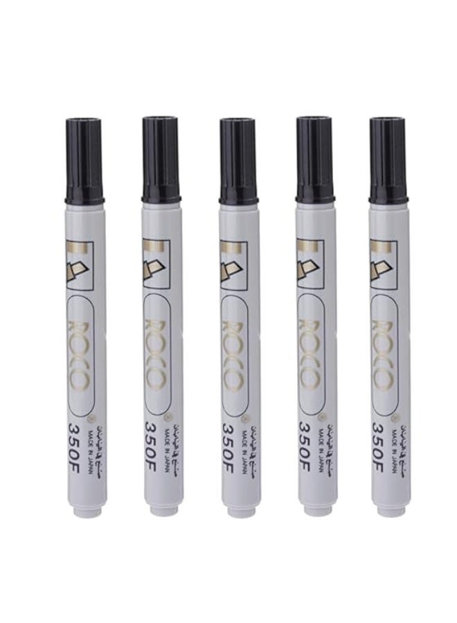 ROCO 350F Paint Marker – Permanent Oil-Based Marker Pen for Metal, Glass, Plastic, Wood & More – Made in Japan(Pack of 5)Black - Image 1