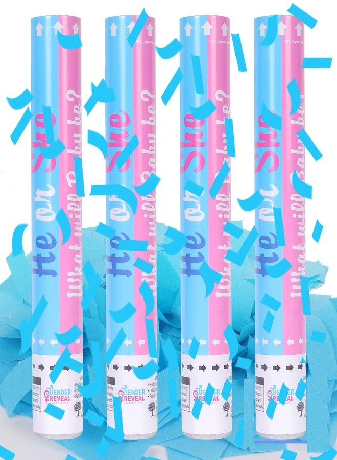 Tamodan Gender Reveal Confetti Cannons - Set of 4 Blue Party Poppers for Stunning Gender Reveal Announcements, Perfect for Baby Showers and Celebrations(Non-Powder) - Image 2