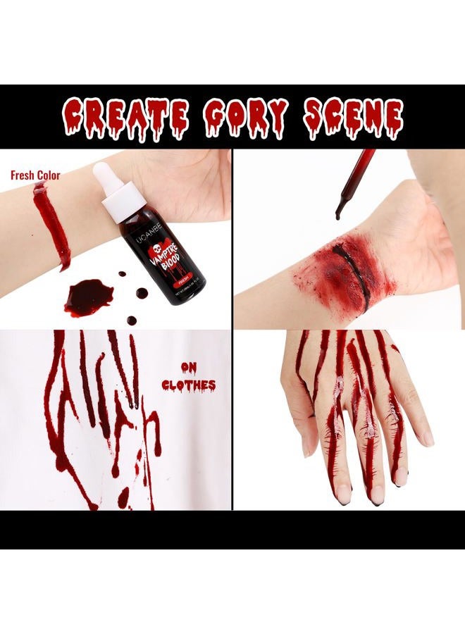 Ucanbe Halloween Dripping Fake Blood Realistic Blood Drops Body Paint Washable Fake Blood Makeup Kit For Zombie Vampire Clown Monster Clothes Costume Cosplay SFX Special Effects Makeup 30ML(Fresh) - Image 3