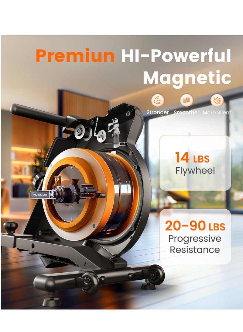 Home Rowing Machine, Magnetic Rowing Machine with LCD Display, Home Rowing Machine for Cardio Training, 160 kg Load Capacity, Vertical Stowable - Image 2