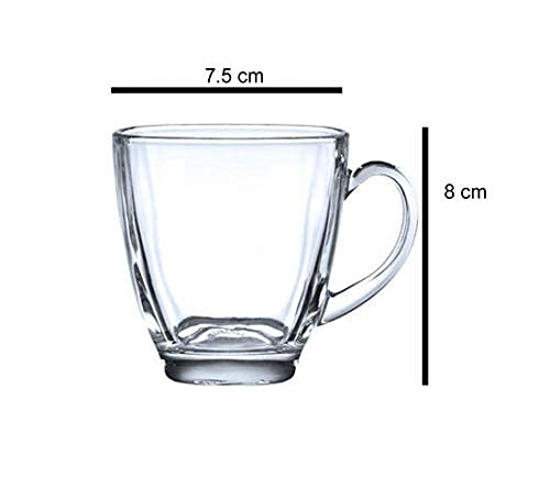 Home-Cart Glass Tea and Coffee Cup Set-6 Pieces, Transparent, 140 ml - Image 3
