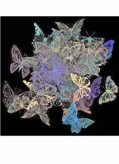 KASTWAVE Holographic Glitter Butterfly Stickers, Vintage Butterfly Waterproof Transparent Decorative Decals, PET Adhesive Sticker Label for Scrapbooking Bullet Journal Daily Planner Water Bottles Laptop 225Pcs  - Image 1