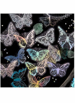 KASTWAVE Holographic Glitter Butterfly Stickers, Vintage Butterfly Waterproof Transparent Decorative Decals, PET Adhesive Sticker Label for Scrapbooking Bullet Journal Daily Planner Water Bottles Laptop 225Pcs  - Image 3