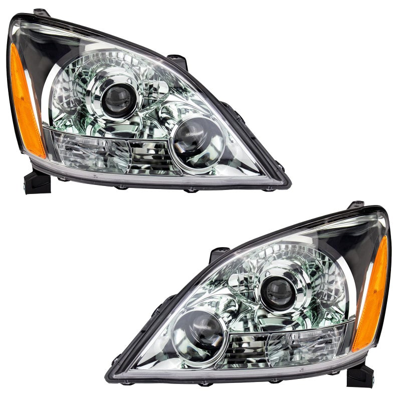 TRQ 2 Piece Headlight Assembly Set Halogen Driver  Passenger Side Compatible with Lexus GX470 20032009 LX2502124 LX2503124 811306A240 811706A070