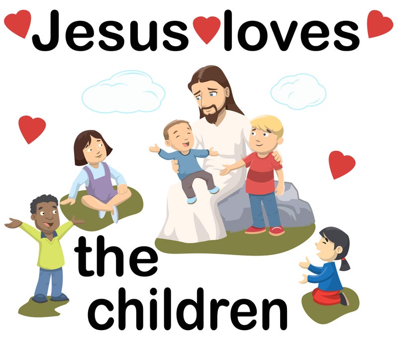 Create-A-Mural Kids Wall Decals for Church Classroom Decoration Nursery Wall Art Decor Stickers Christian Bible Verse Kids Ministry Room Vinyl Peel n Stick Jesus Loves Kids