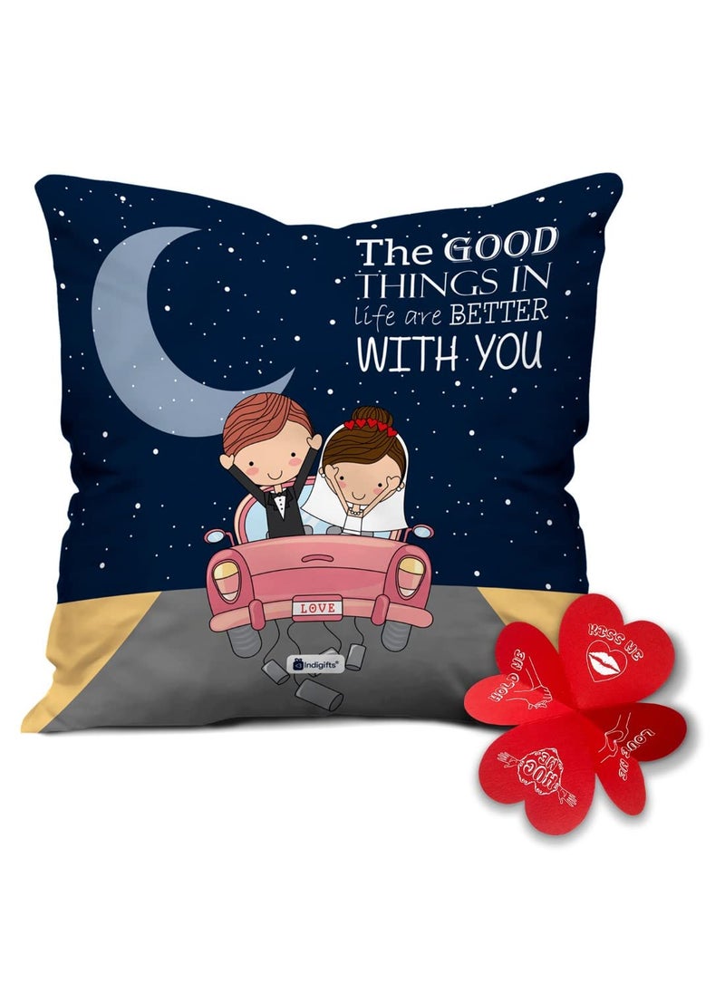 Indigifts Indigifts Cotton Cushion Cover with Filler (Standard, Blue)  - Image 1