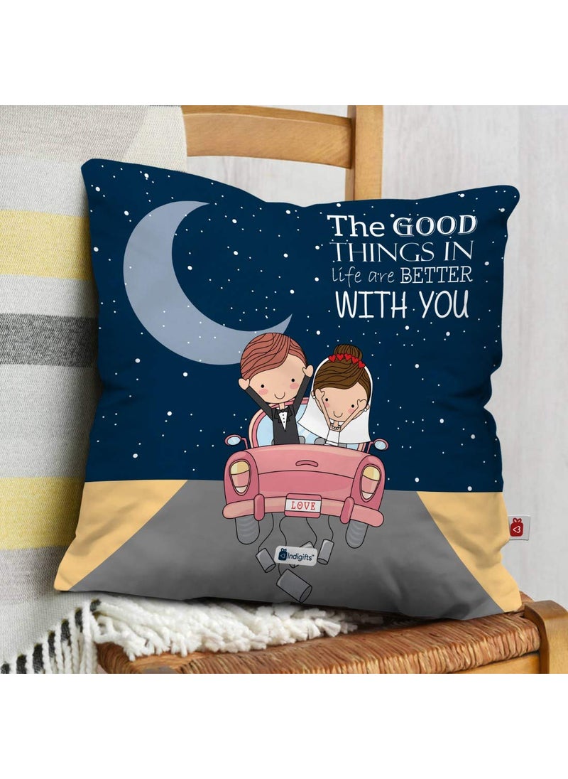 Indigifts Indigifts Cotton Cushion Cover with Filler (Standard, Blue)  - Image 2