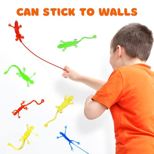 NUOBESTY Sticky Lizards Toys Sticky Gecko Party Favors Goodie Bag Stuffers Stretchy Rubbery Reptile Wall Crawling Gecko Lizards for Kids Novelty Toys Halloween Pinata Filler 20Pcs - Image 5