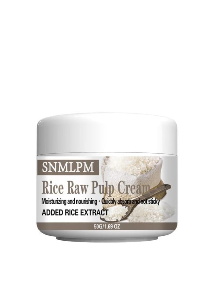 SNMLPM Rice Raw Pulp Face Cream, Anti-Aging and Brightening Face Moisturizer, Brightening Face Cream, Skin Tightening Cream for Face, Anti Wrinkle, High Firming & Deep Nourishing, Smooth, Elasticity 50g - Image 1