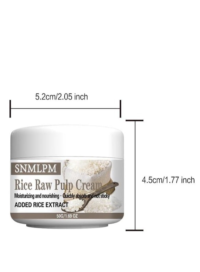 SNMLPM Rice Raw Pulp Face Cream, Anti-Aging and Brightening Face Moisturizer, Brightening Face Cream, Skin Tightening Cream for Face, Anti Wrinkle, High Firming & Deep Nourishing, Smooth, Elasticity 50g - Image 2