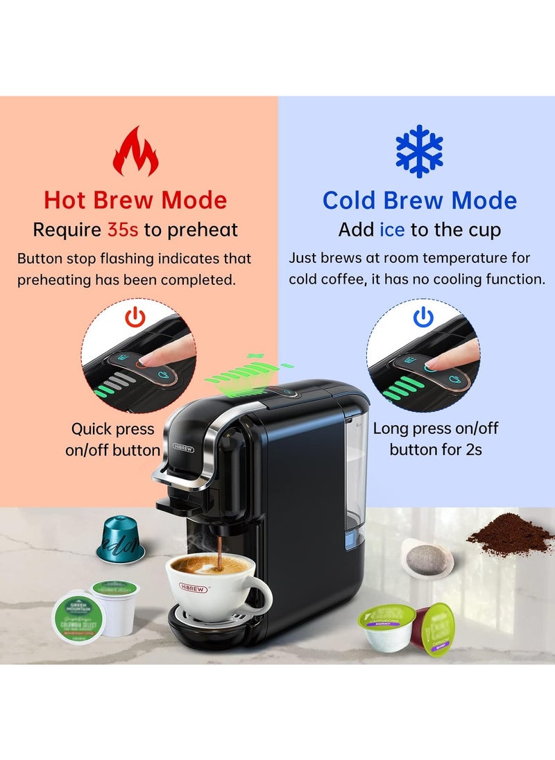 هيبرو - ماكينة صنع القهوة HiBREW 5 في 1، ماكينة إسبريسو 19 بار للكبسولات DG*/Nes* القهوة الأصلية/المطحونة/K-cup*/ESE Pod المتوافقة مع الوضع البارد/الساخن 600 مل - Image 1