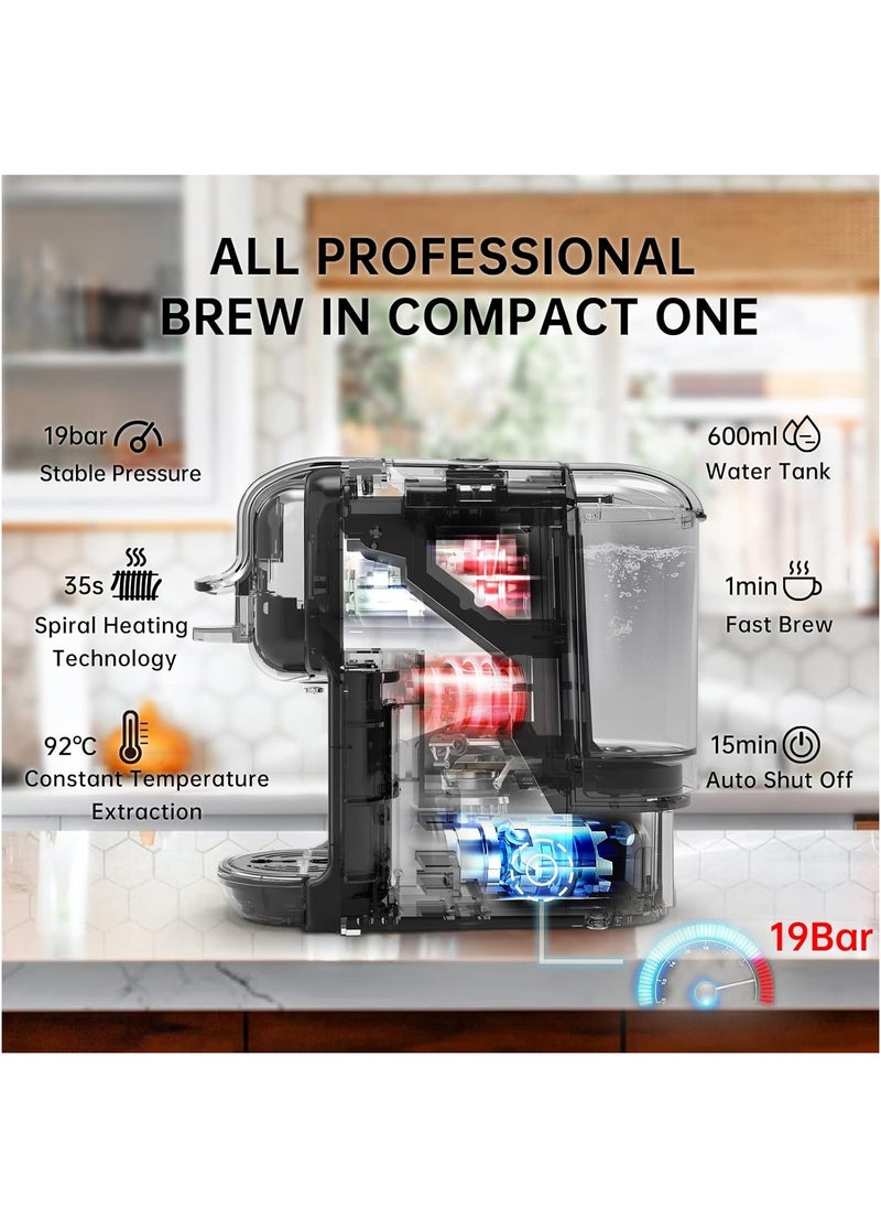 هيبرو - ماكينة صنع القهوة HiBREW 5 في 1، ماكينة إسبريسو 19 بار للكبسولات DG*/Nes* القهوة الأصلية/المطحونة/K-cup*/ESE Pod المتوافقة مع الوضع البارد/الساخن 600 مل - Image 1