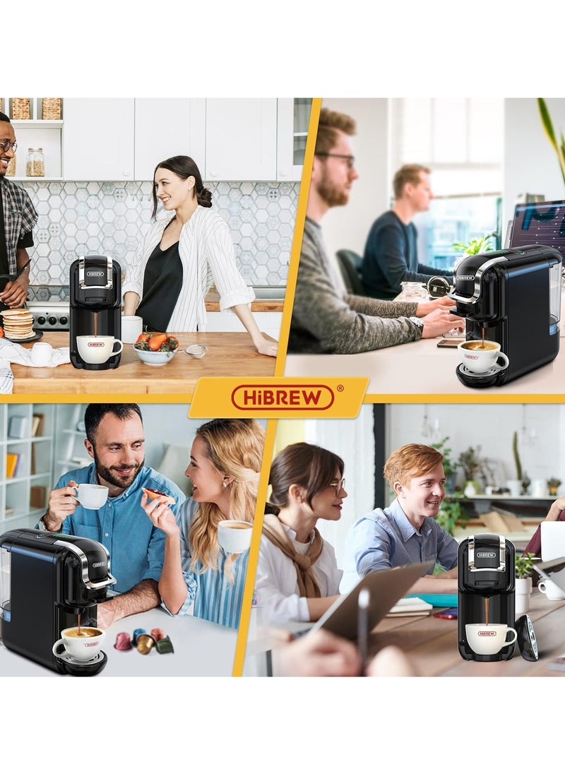 هيبرو - ماكينة صنع القهوة HiBREW 5 في 1، ماكينة إسبريسو 19 بار للكبسولات DG*/Nes* القهوة الأصلية/المطحونة/K-cup*/ESE Pod المتوافقة مع الوضع البارد/الساخن 600 مل - Image 1