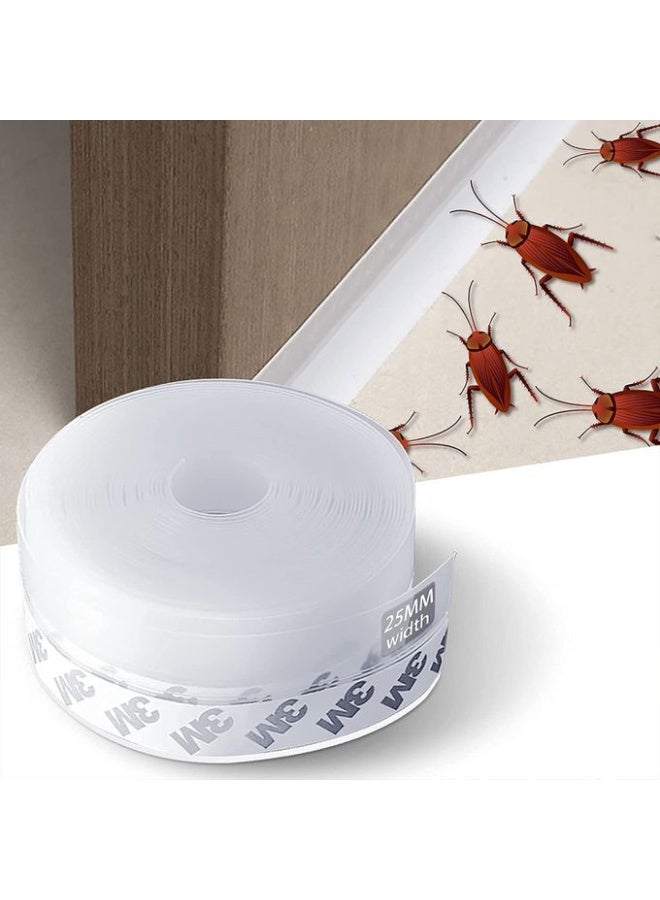 Draft Excluder for Doors Tape Self Adhesive Weather Stripping Transparent Silicone Door Bottom Seal Strip Tape for Doors Windproof Dustproof Soundproof Prevents noise, insects and air in winter 5m - Image 1