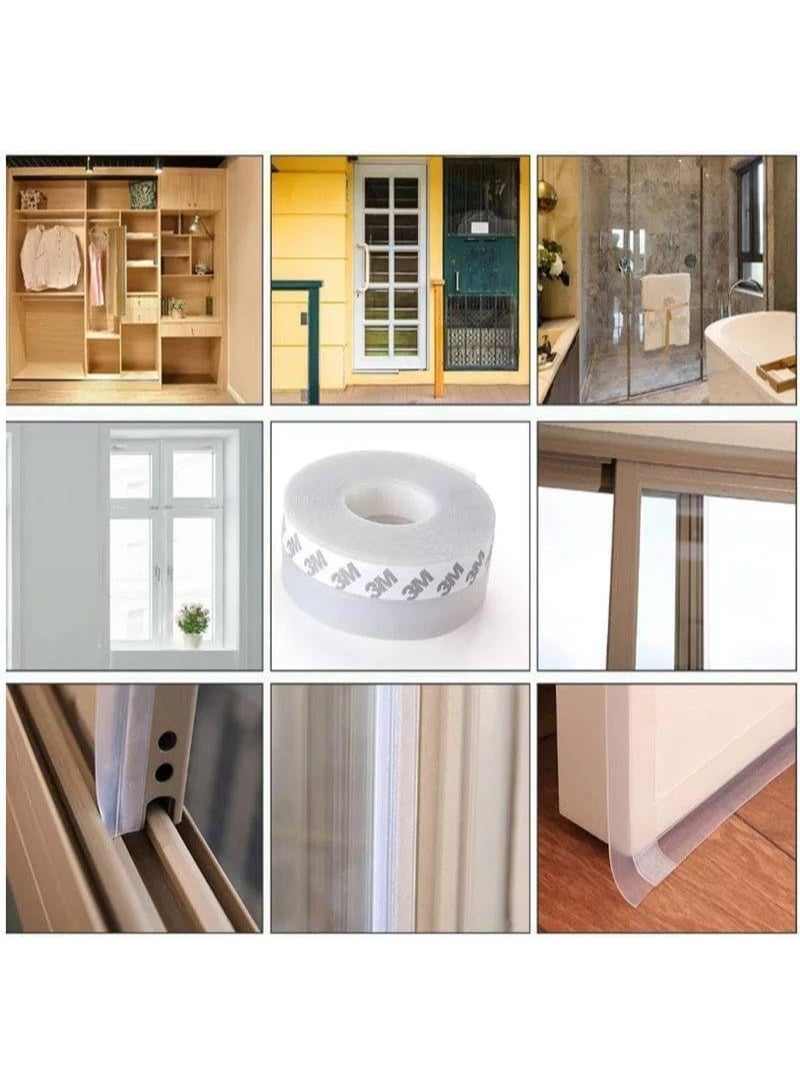 Draft Excluder for Doors Tape Self Adhesive Weather Stripping Transparent Silicone Door Bottom Seal Strip Tape for Doors Windproof Dustproof Soundproof Prevents noise, insects and air in winter 5m - Image 4