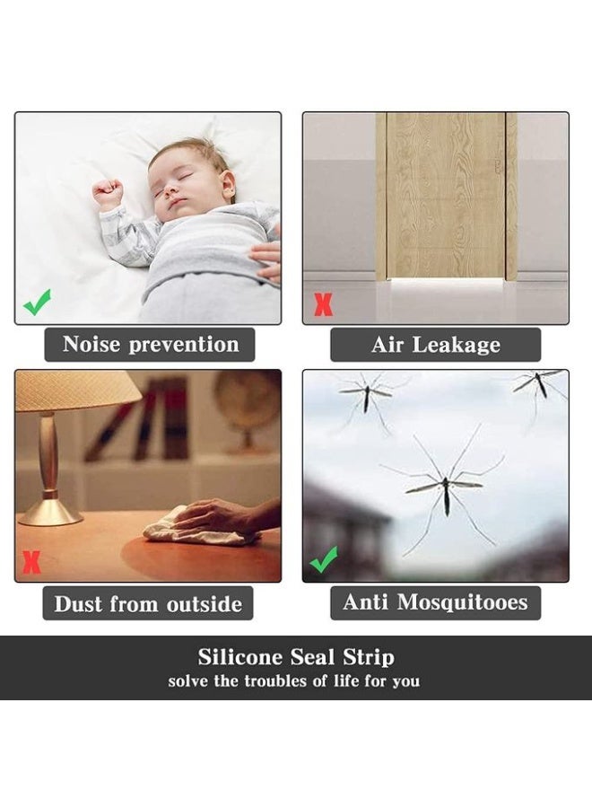 Draft Excluder for Doors Tape Self Adhesive Weather Stripping Transparent Silicone Door Bottom Seal Strip Tape for Doors Windproof Dustproof Soundproof Prevents noise, insects and air in winter 5m - Image 2
