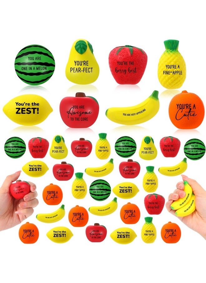 Outus - 40 Pcs Fruit Stress Balls Adults Stress Balls Inspirational Squishy Squeeze Balls Soft Foam Stress Balls For Adults Stress Anxiety Relief Party Favor Gift - Image 1