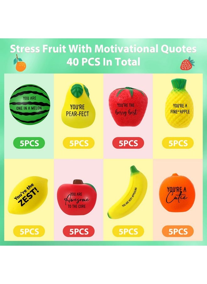 Outus - 40 Pcs Fruit Stress Balls Adults Stress Balls Inspirational Squishy Squeeze Balls Soft Foam Stress Balls For Adults Stress Anxiety Relief Party Favor Gift - Image 1