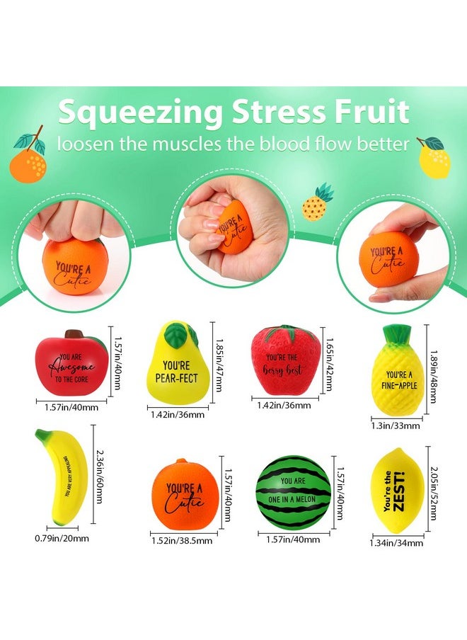 Outus - 40 Pcs Fruit Stress Balls Adults Stress Balls Inspirational Squishy Squeeze Balls Soft Foam Stress Balls For Adults Stress Anxiety Relief Party Favor Gift - Image 1