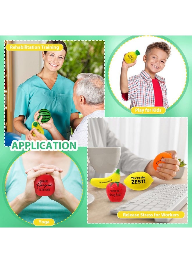 Outus - 40 Pcs Fruit Stress Balls Adults Stress Balls Inspirational Squishy Squeeze Balls Soft Foam Stress Balls For Adults Stress Anxiety Relief Party Favor Gift - Image 1