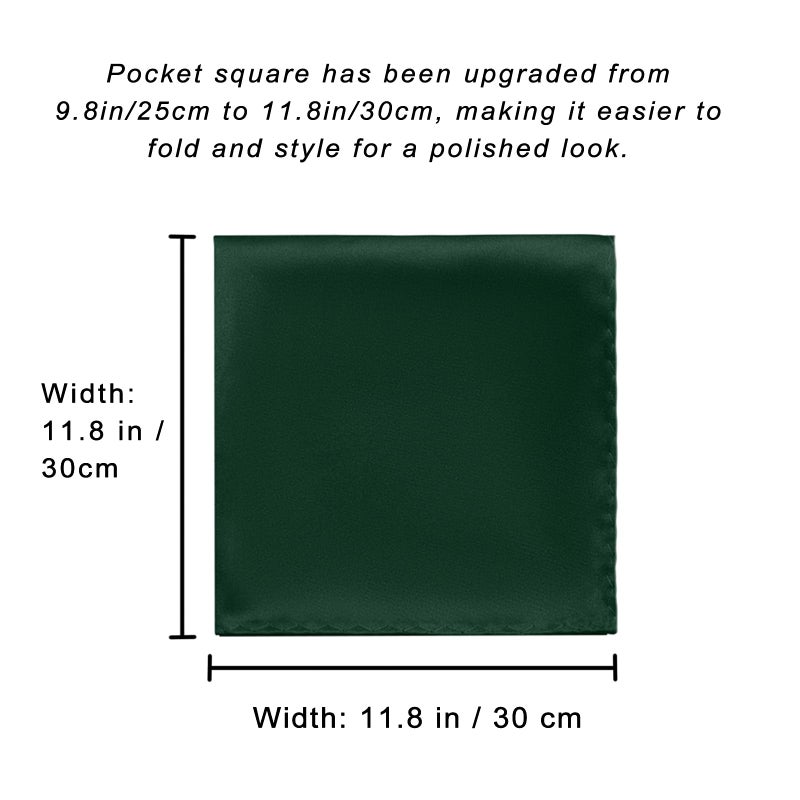 PenSee Men's Hunter Green Tie Set Solid Pure Color 3.15" (8CM) Classic Formal Plain Necktie and Pocket Square Set For Men - Image 5