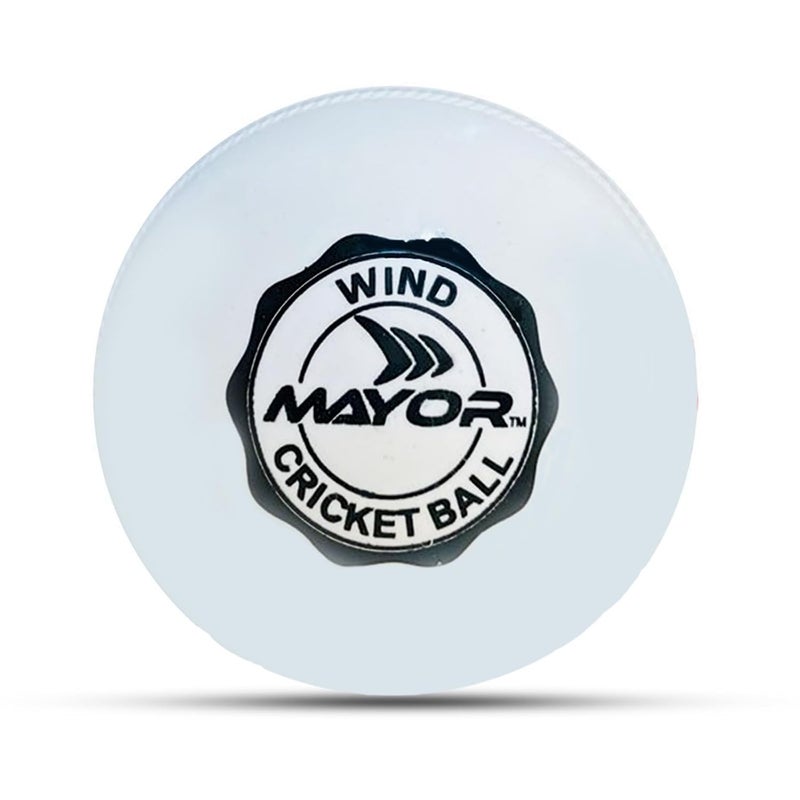 Mayor كرة كريكيت ويند للعب في الداخل والخارج كرة مطاطية (بيضاء) - Image 1