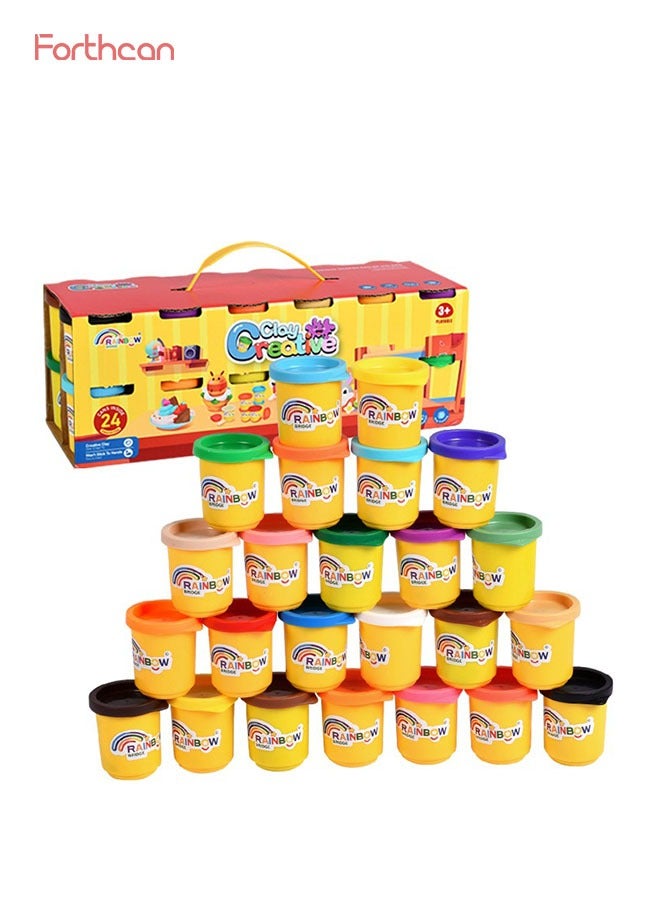 Forthcan Kids Play Dough Set, 24 Colors Wheat-Based Clay in Separate Containers, Safe Modeling Dough for Creative DIY Crafts, Fun Educational Toy for Boys & Girls Age 3+, Non-Toxic Soft Clay - Image 1