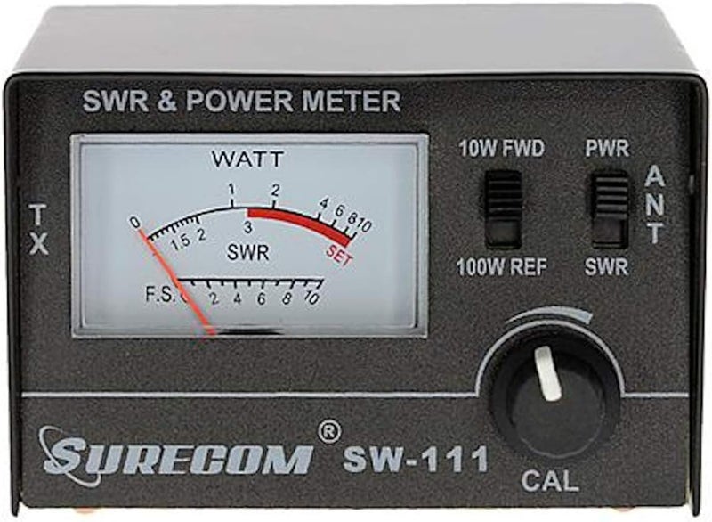 Mcbazel مقياس SURECOM SW-111 100W/10W SWR و القدرة لراديو CB، محلل هوائي CB مع FWD/REF، مجموعة ضبط راديو CB بتردد 27MHz (غير مناسب لـ VHF/UHF) - Image 1