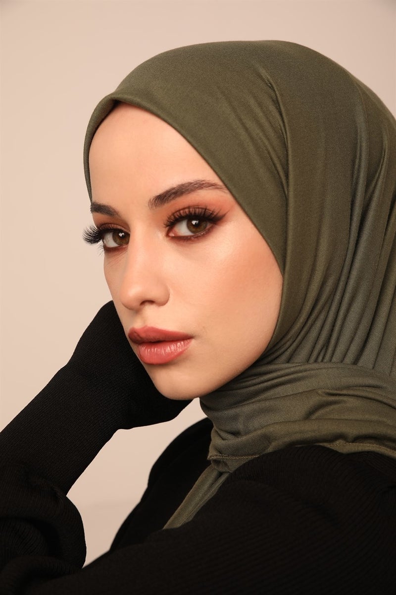 ELF PRIVE Premium Plain Cotton Combed Shawl-Khaki  - Image 1