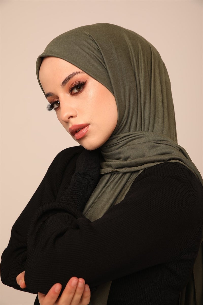 ELF PRIVE Premium Plain Cotton Combed Shawl-Khaki  - Image 3