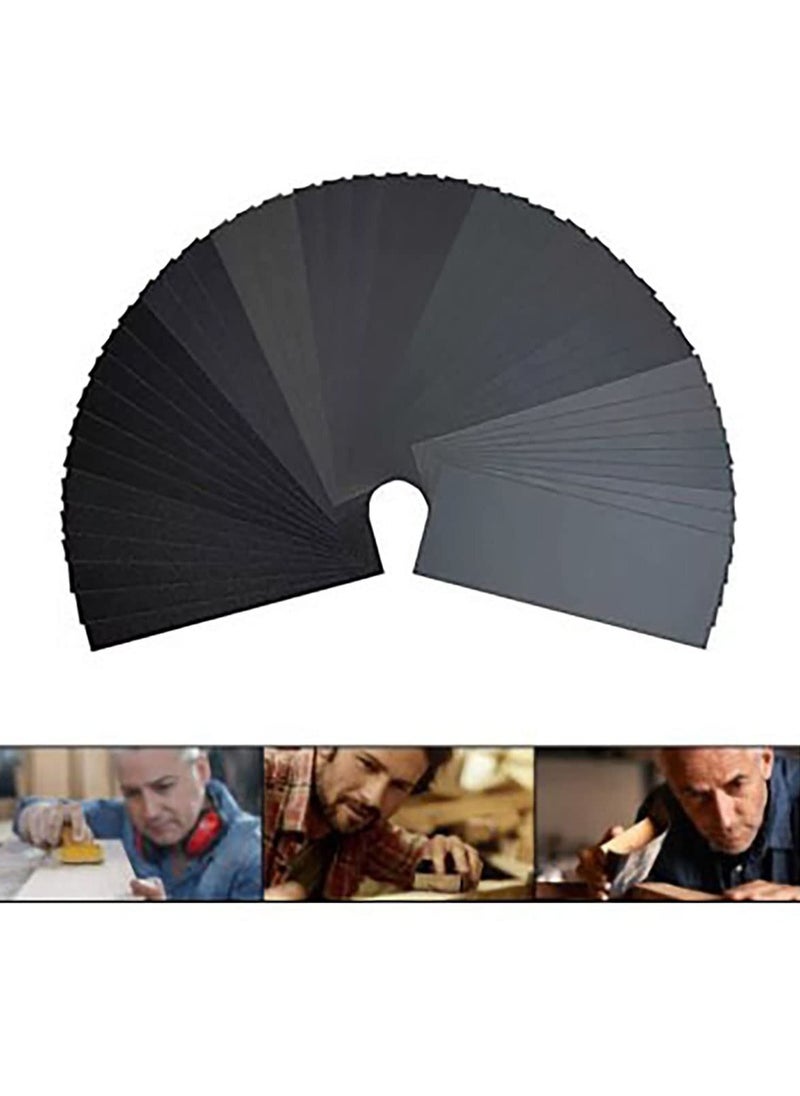 MJZ 36 Sheets Sandpaper, Premium Wet Dry Waterproof Sand Paper, 400 to 3000 Assorted Grit Sanding Paper for Wood Furniture Finishing, Metal Sanding and Automotive Polishing  - Image 1