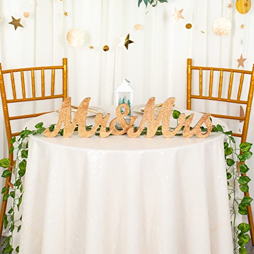 ShiDianYi Round Sequin Tablecloth-120Inch-Ivory Round Table Cloth for Wedding/Party/Decor(Ivory) - Image 2