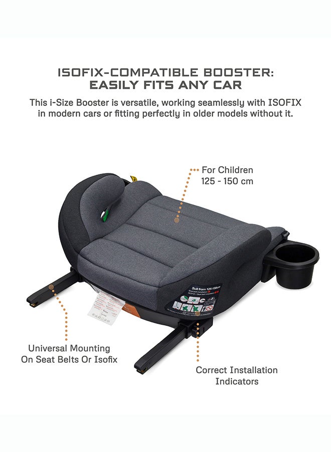 Neobreez i-SANFARO ISOFIX Backless Booster Car Seat, i-Size – Dark Gray/Black - Image 3