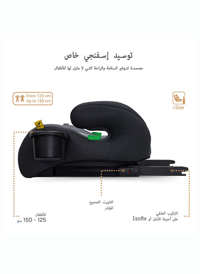 Neobreez i-SANFARO ISOFIX Backless Booster Car Seat, i-Size – Dark Gray/Black - Image 5
