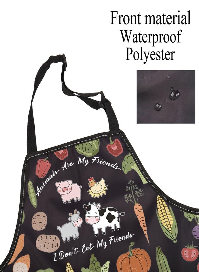 BNQL Vegan Apron Vegan Lovers Gifts Vegan Gifts Animals Are My Friends I Don't Eat My Friends Vegetarian Apron Vegan Chef Apron - Image 3