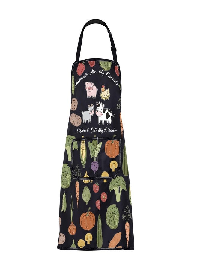 BNQL Vegan Apron Vegan Lovers Gifts Vegan Gifts Animals Are My Friends I Don't Eat My Friends Vegetarian Apron Vegan Chef Apron - Image 1