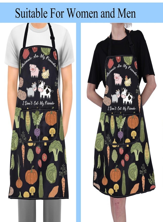 BNQL Vegan Apron Vegan Lovers Gifts Vegan Gifts Animals Are My Friends I Don't Eat My Friends Vegetarian Apron Vegan Chef Apron - Image 5