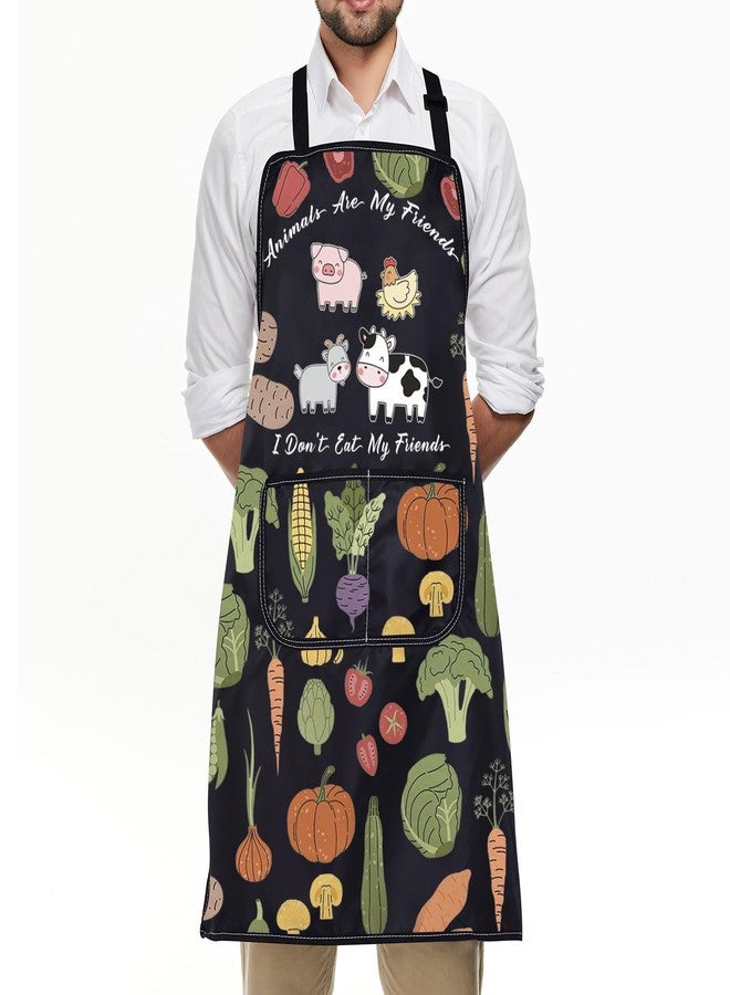 BNQL Vegan Apron Vegan Lovers Gifts Vegan Gifts Animals Are My Friends I Don't Eat My Friends Vegetarian Apron Vegan Chef Apron - Image 4