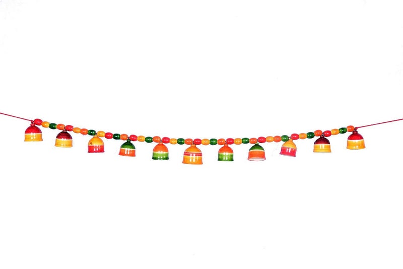 Gift Equals Love Handcrafted Wooden Door Hanging / Bandarwal / Toran / Thoran for Door, Traditional Bandarwal for Decorative Bells (11 Bells) Multicolor handmade by Indian Artisans for home functions and grahapravesam - Image 4