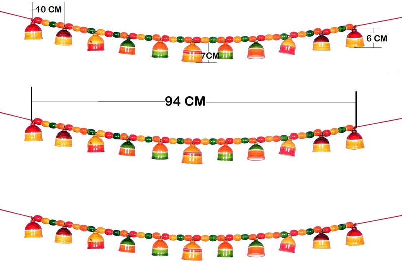 Gift Equals Love Handcrafted Wooden Door Hanging / Bandarwal / Toran / Thoran for Door, Traditional Bandarwal for Decorative Bells (11 Bells) Multicolor handmade by Indian Artisans for home functions and grahapravesam - Image 2