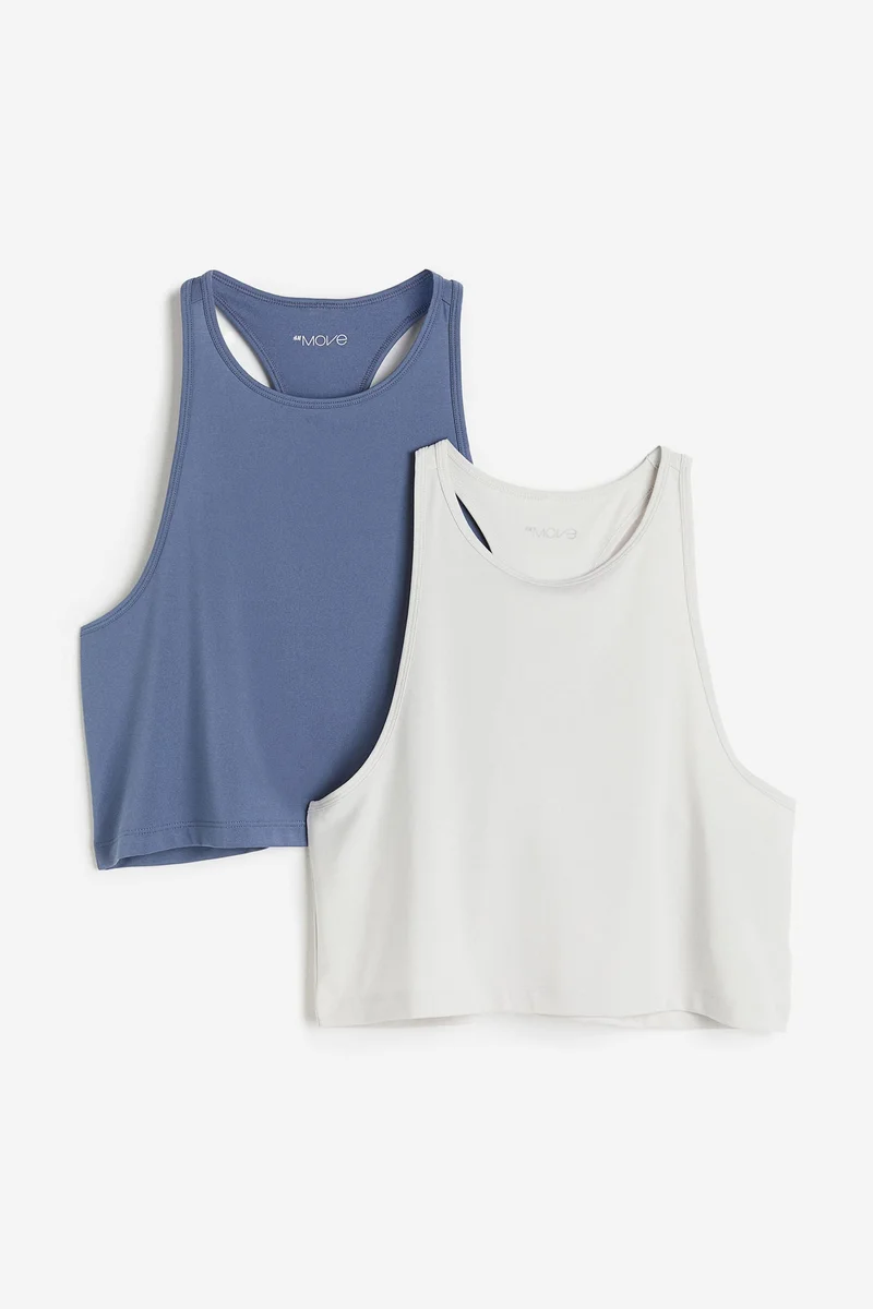 H&M 2-pack DryMove™ cropped sports vest tops