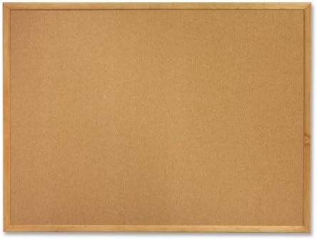 Quartet Oak Frame Bulletin Board with Brackets  36 Height x 60 Width  Oak Cork Surface  Oak Frame