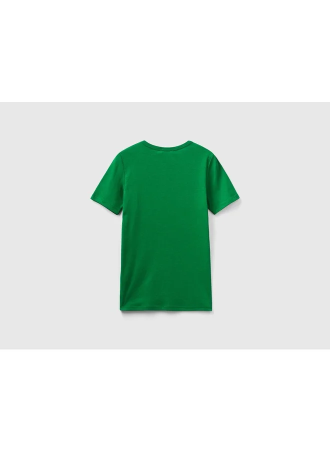 يونايتد كولورز أوف بينتيون T-Shirt In 100% Cotton With Glitter Print Logo