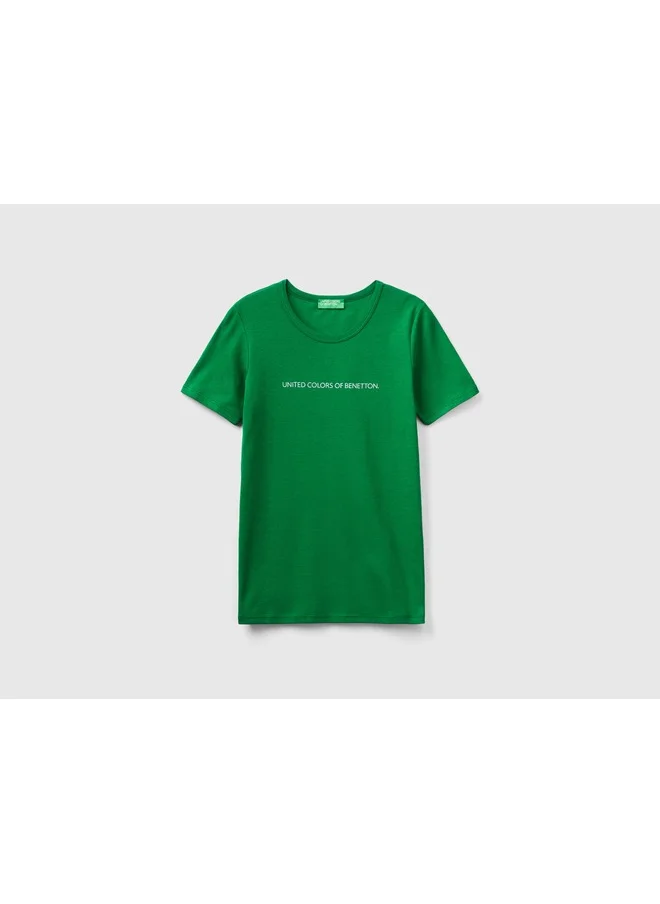 يونايتد كولورز أوف بينتيون T-Shirt In 100% Cotton With Glitter Print Logo